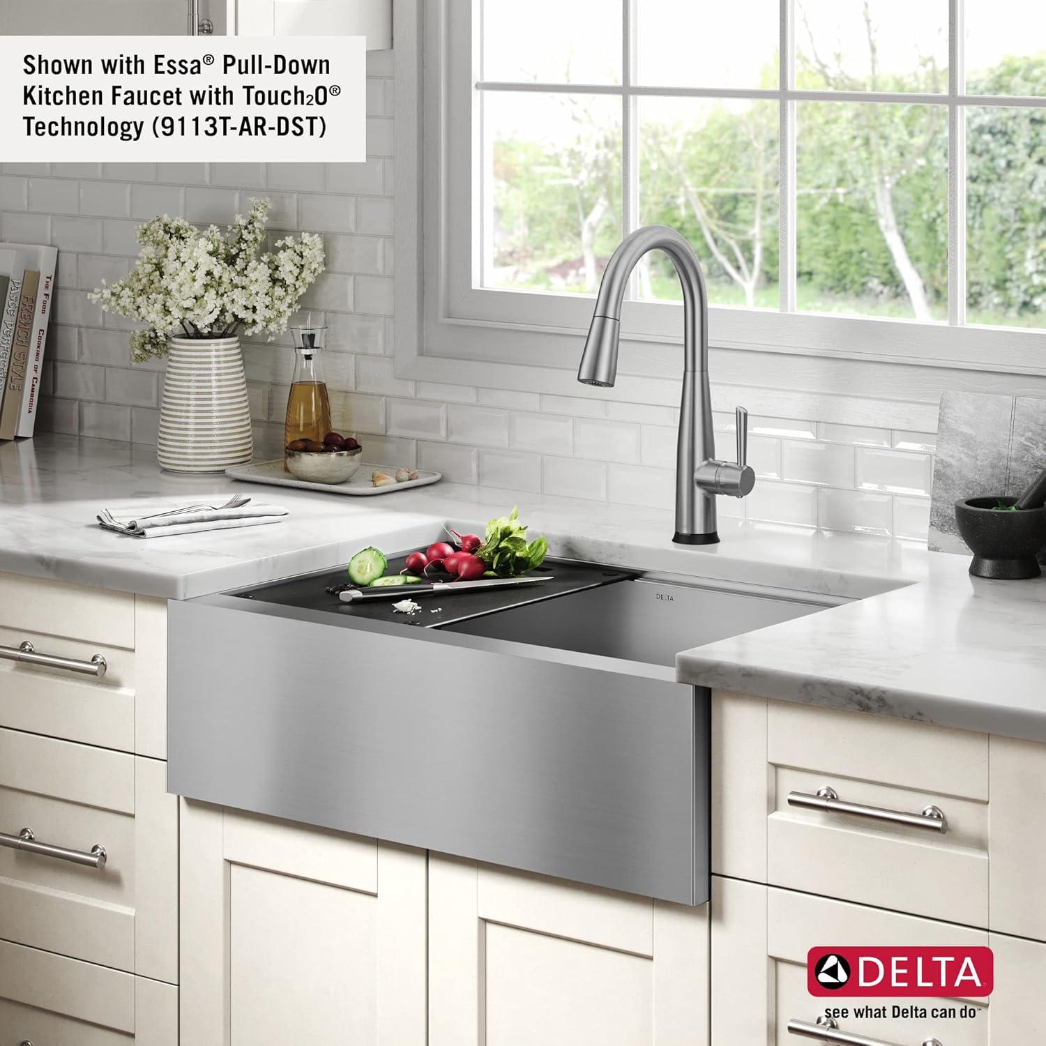 Delta Rivet™ 30" L Workstation Farmhouse Apron Front Kitchen Sink Undermount 16 Gauge Stainless Steel Single Bowl