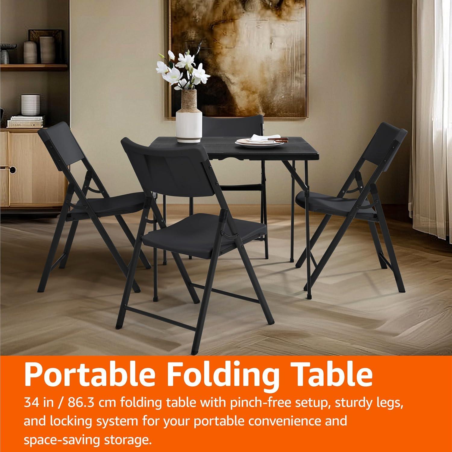 34 inch Portable Folding Card Table with Carrying Handle