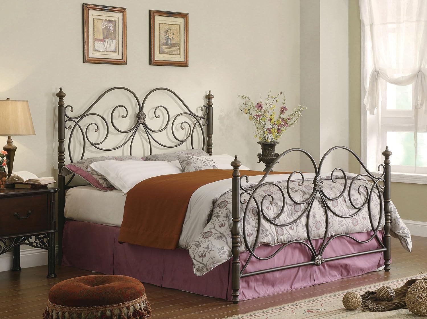 Coaster London Queen Metal Headboard and Footboard in Dark Bronze