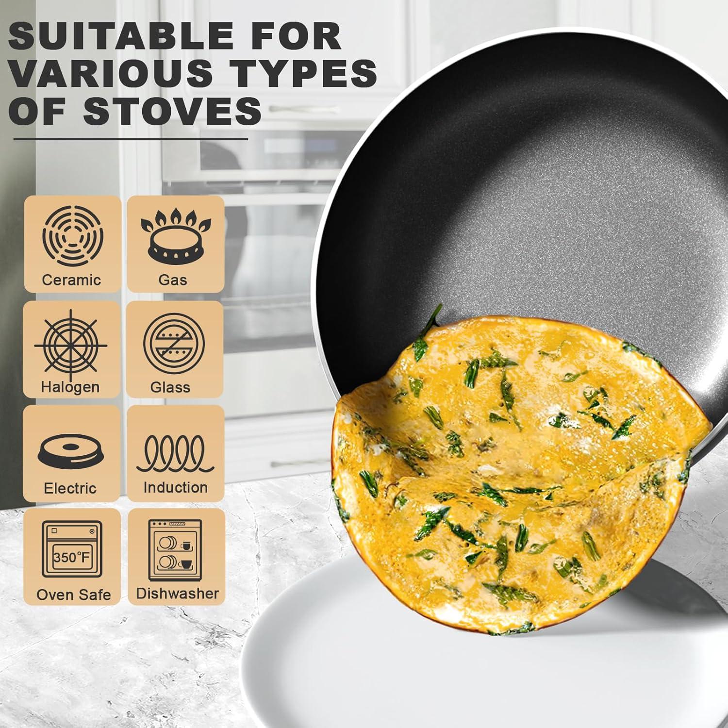 Cook N Home 8 in. Aluminum Non-Stick Omelette Pan