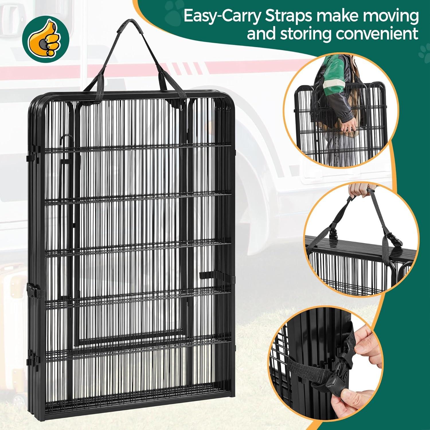 Portable Outdoor Dog Playpen - 40" Height, Heavy Duty, 8 Panels