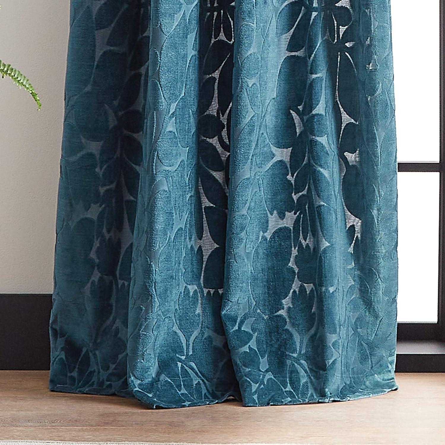 Martha Stewart Sherwood Velvet Grommet Teal Curtain Panel Pair