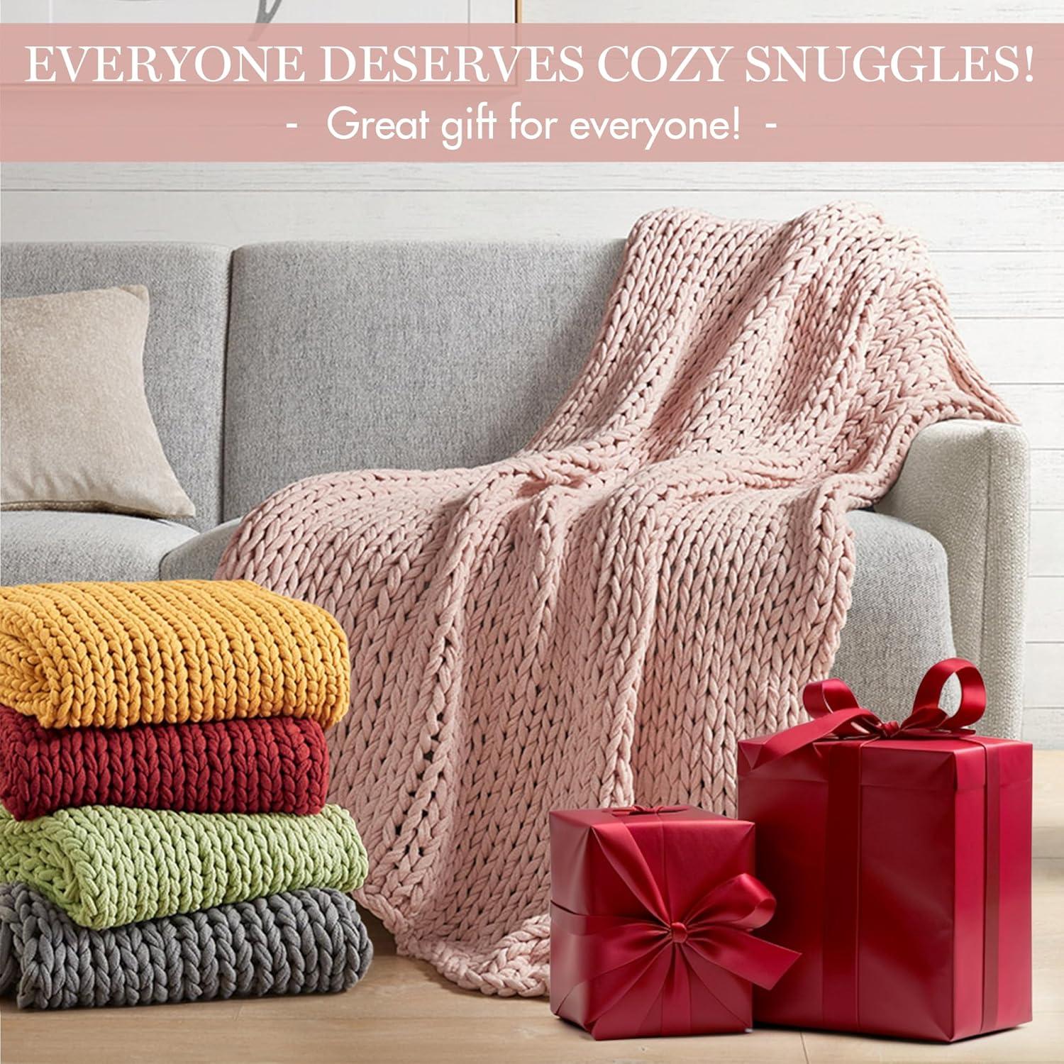 Blush 60"x50" Handmade Chunky Double-Knit Throw