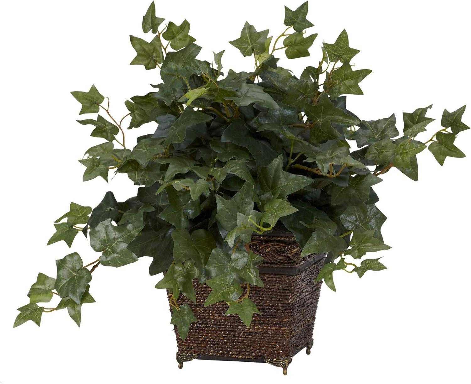 Potted Silk Ivy in Coiled Rope Planter