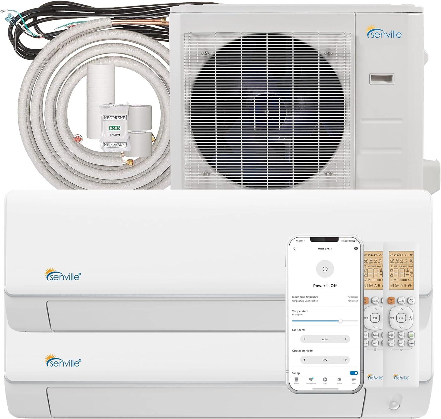 Senville 18000 BTU Wi-Fi Connected Ductless Mini Split Air Conditioner for 1200 Square Feet with Heater and Remote Included