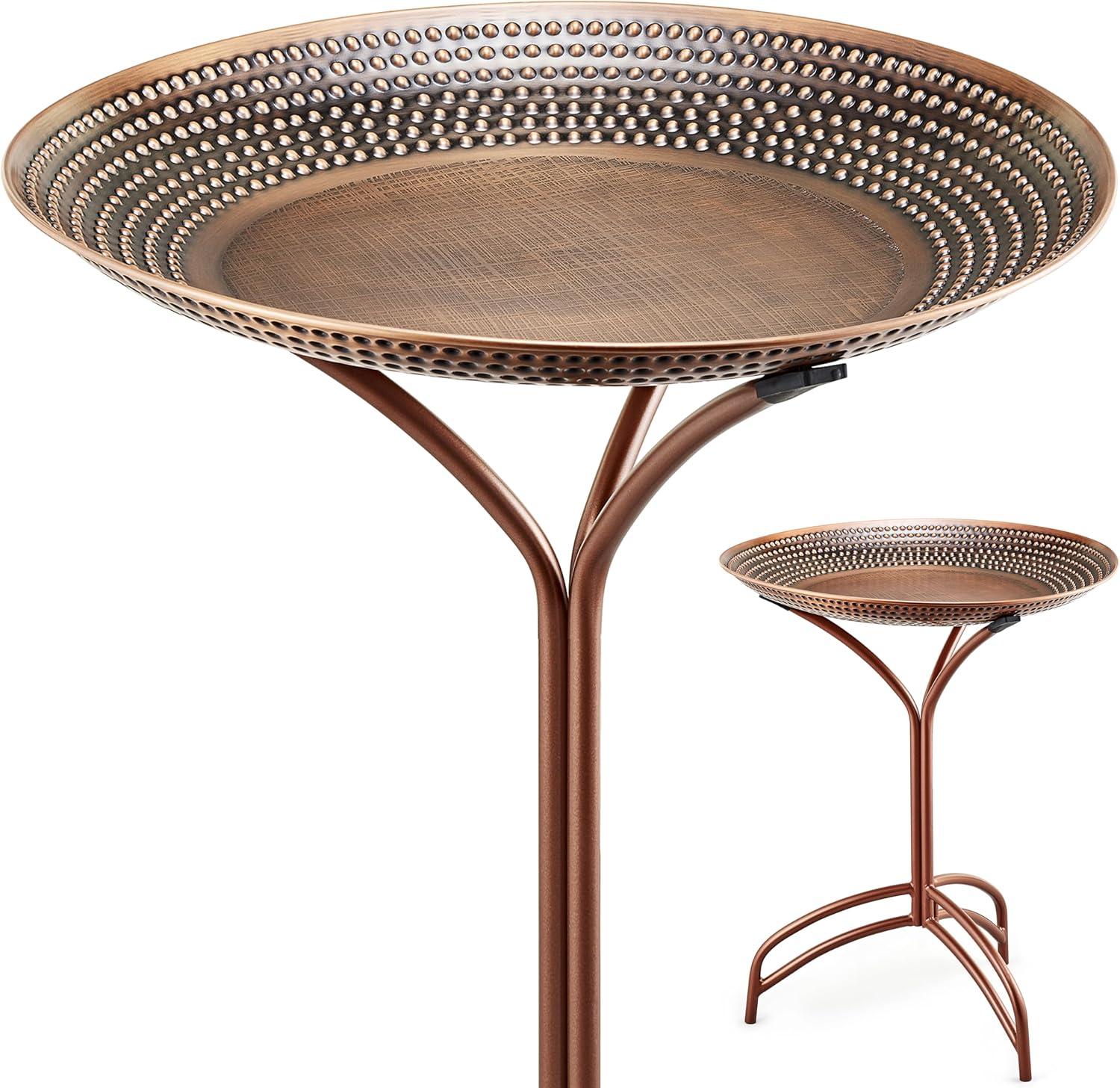 20" Bronze Copper Birdbath with Collapsible Stand