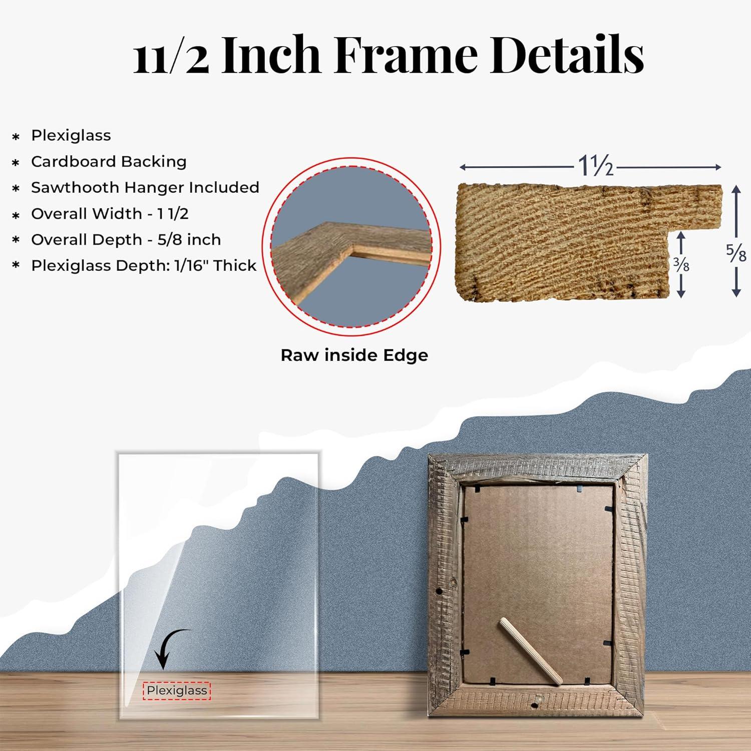 Rustic Farmhouse 11" x 17" Smoky Black Reclaimed Wood Picture Frame (1.50" Molding)