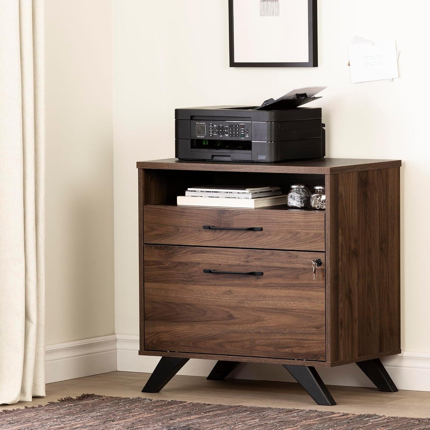 Natural Walnut 2-Drawer Lockable Lateral File Cabinet