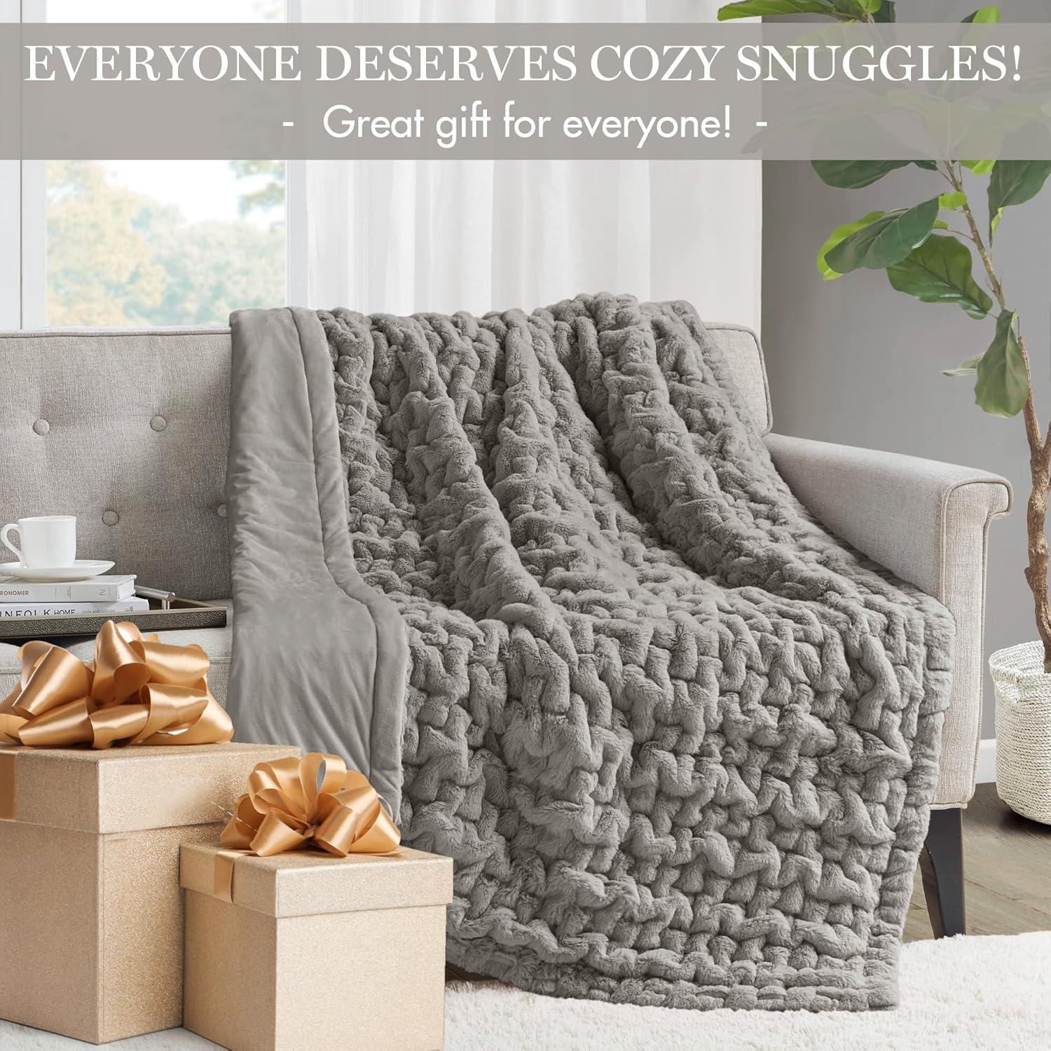 Ruched Fur Throw