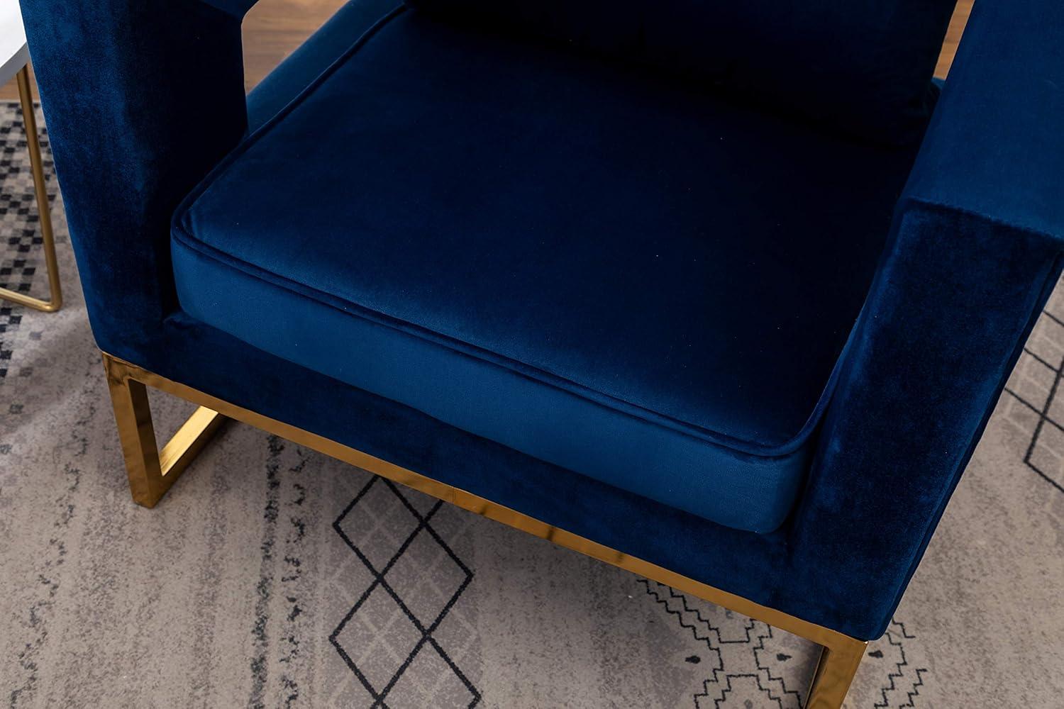 Roundhill Furniture Lenola Upholstered Accent Arm Chair, Blue 29.75D x 27.5W x 34.5H Inch