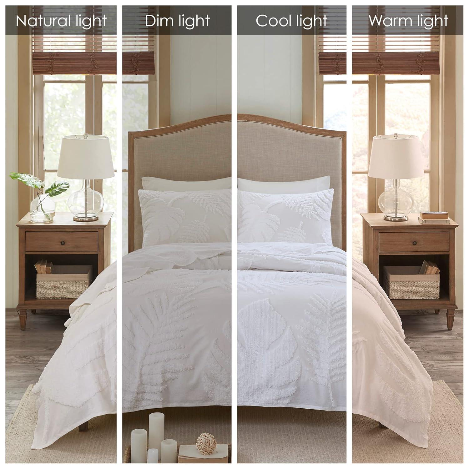 Madison Park Bahari Tufted Cotton Chenille Palm Duvet Cover Set