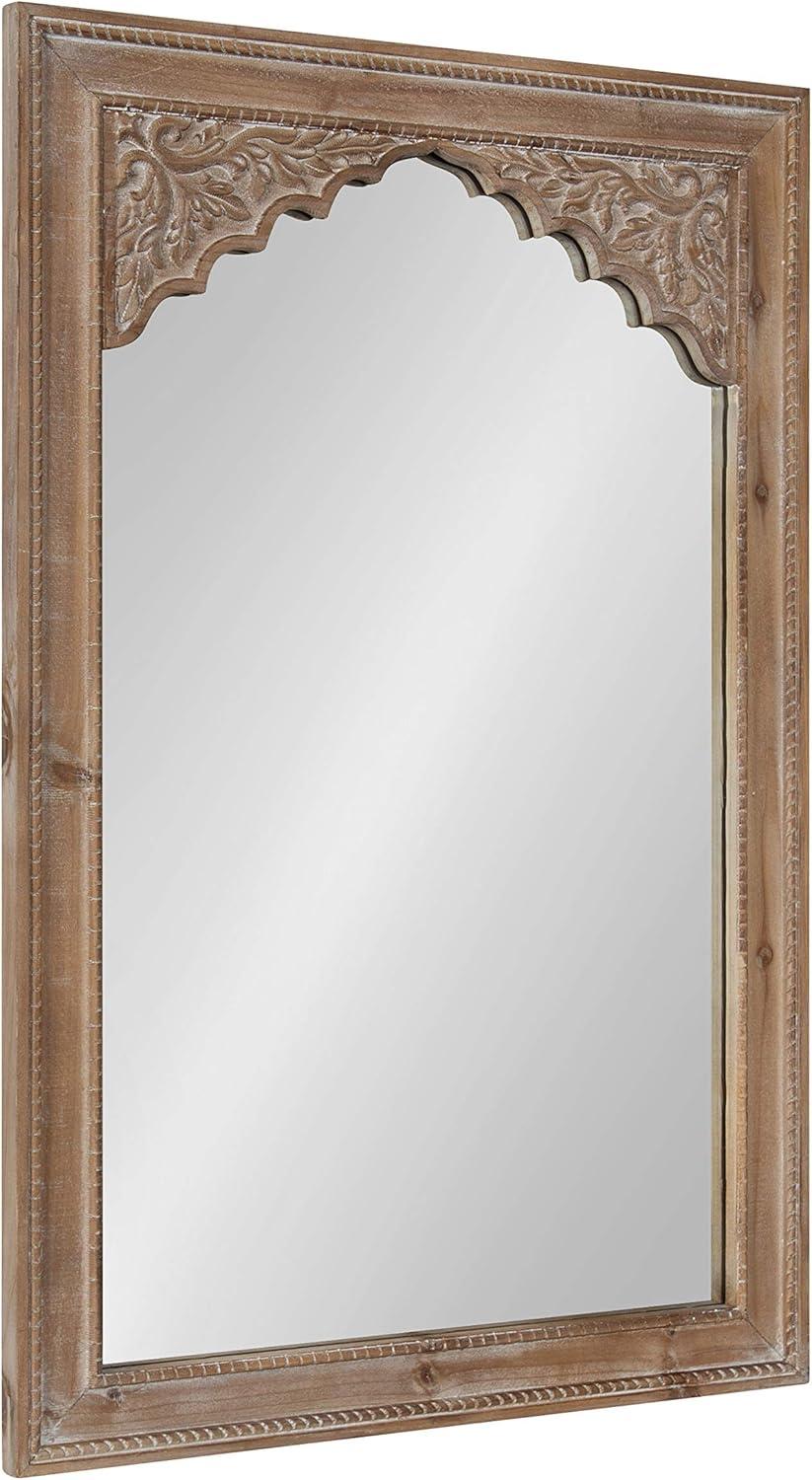 Rustic Brown Bohemian Full-Length Rectangular Wood Wall Mirror