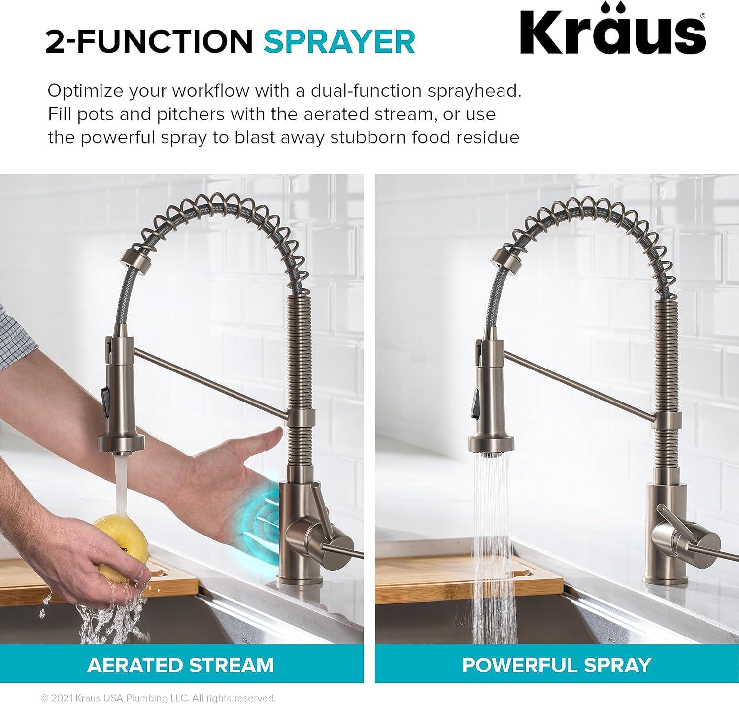 Kraus Bolden Touchless Sensor Commercial Style 2-Function Single Handle Pull-Down Kitchen Faucet