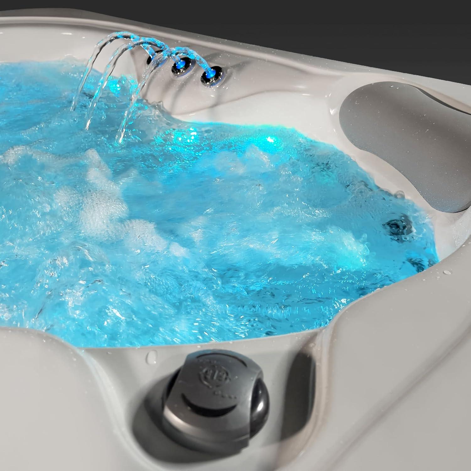 Excellence 3-4 Person 41-Jet Lounger Hot Tub Spa with Bluetooth Stereo, 3 Pumps, LED Lighting, Insulated Cover Included