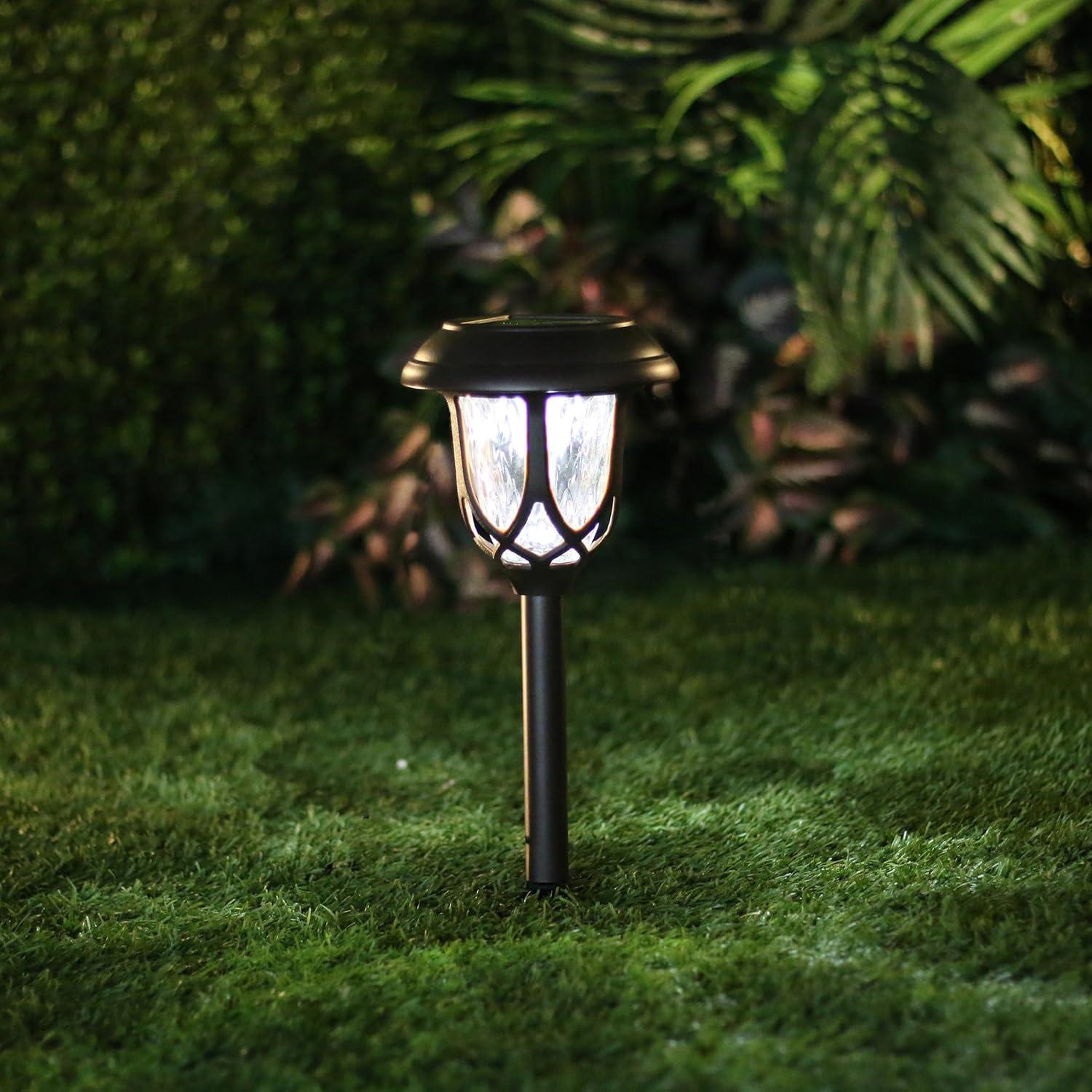 Set of 2 Outdoor Lumen Solar Powered Pathway Light Stakes Bronze - Alpine Corporation: Weather-Resistant, Automatic Illumination