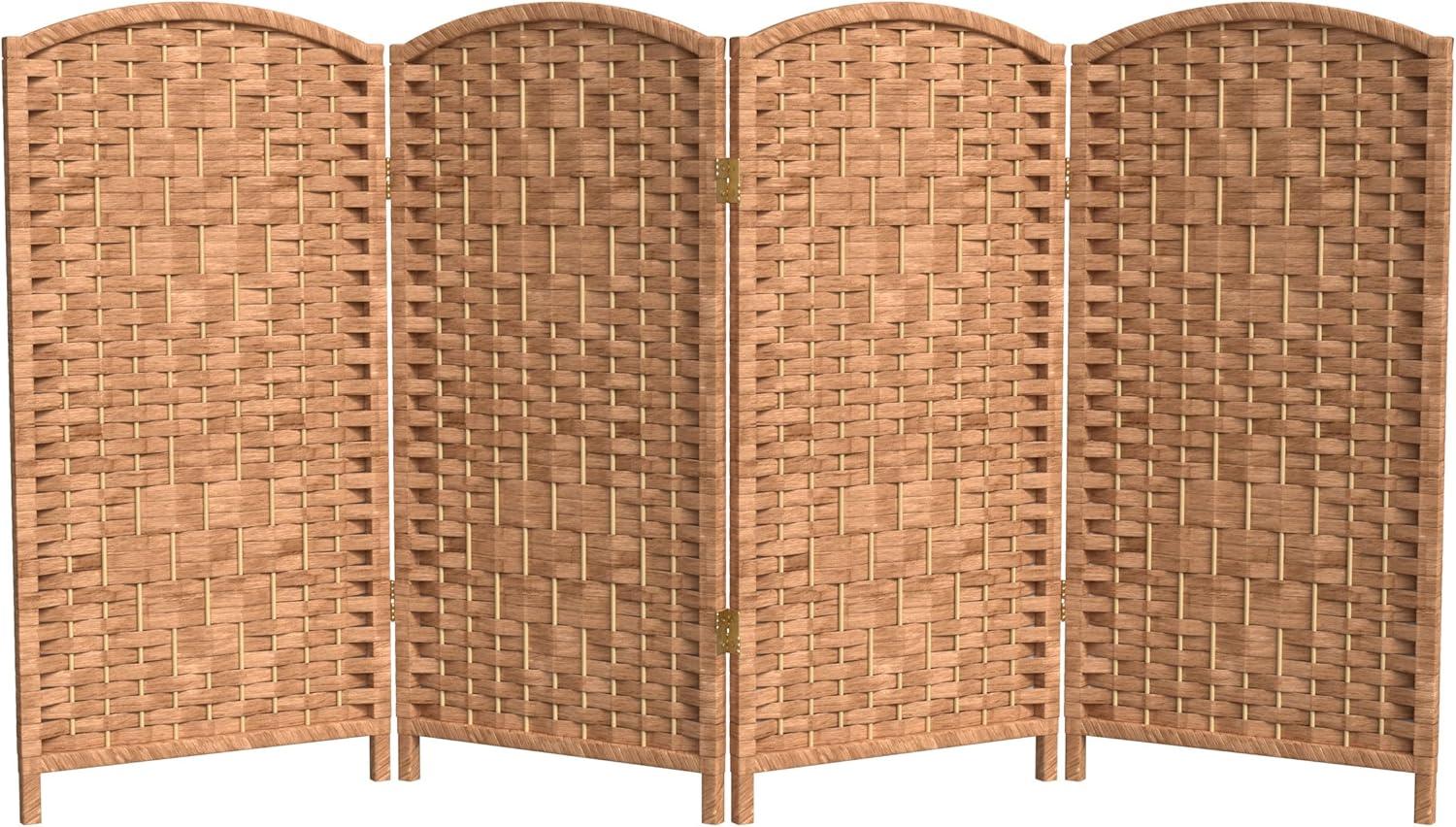 Pantalla Plegable de Fibra de Tejido de Diamante Corto de 3 Pies - Natural - 4 Paneles