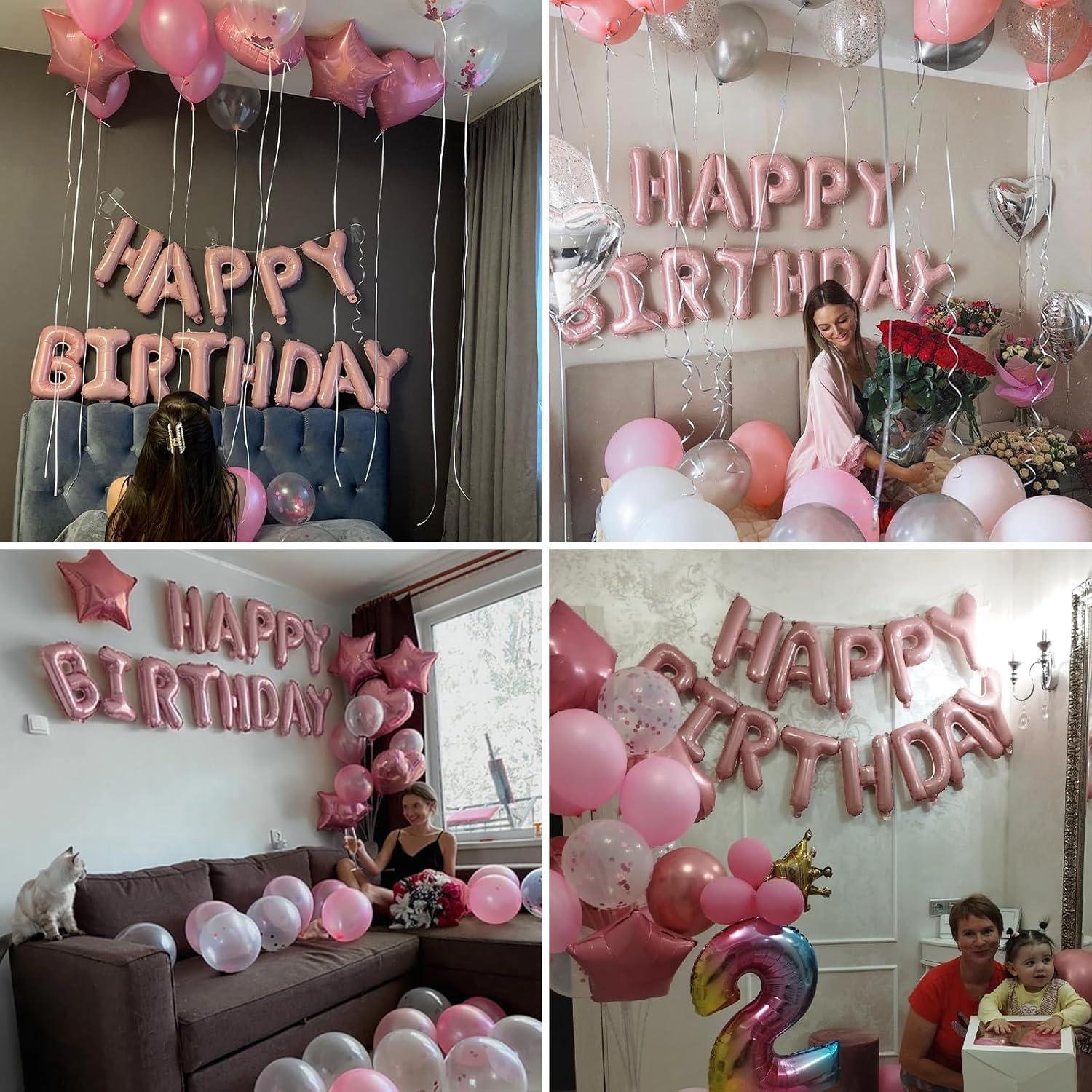 comerut 16inch Happy Birthday Letter Aluminum Foil Balloons Decoration Party Supplies