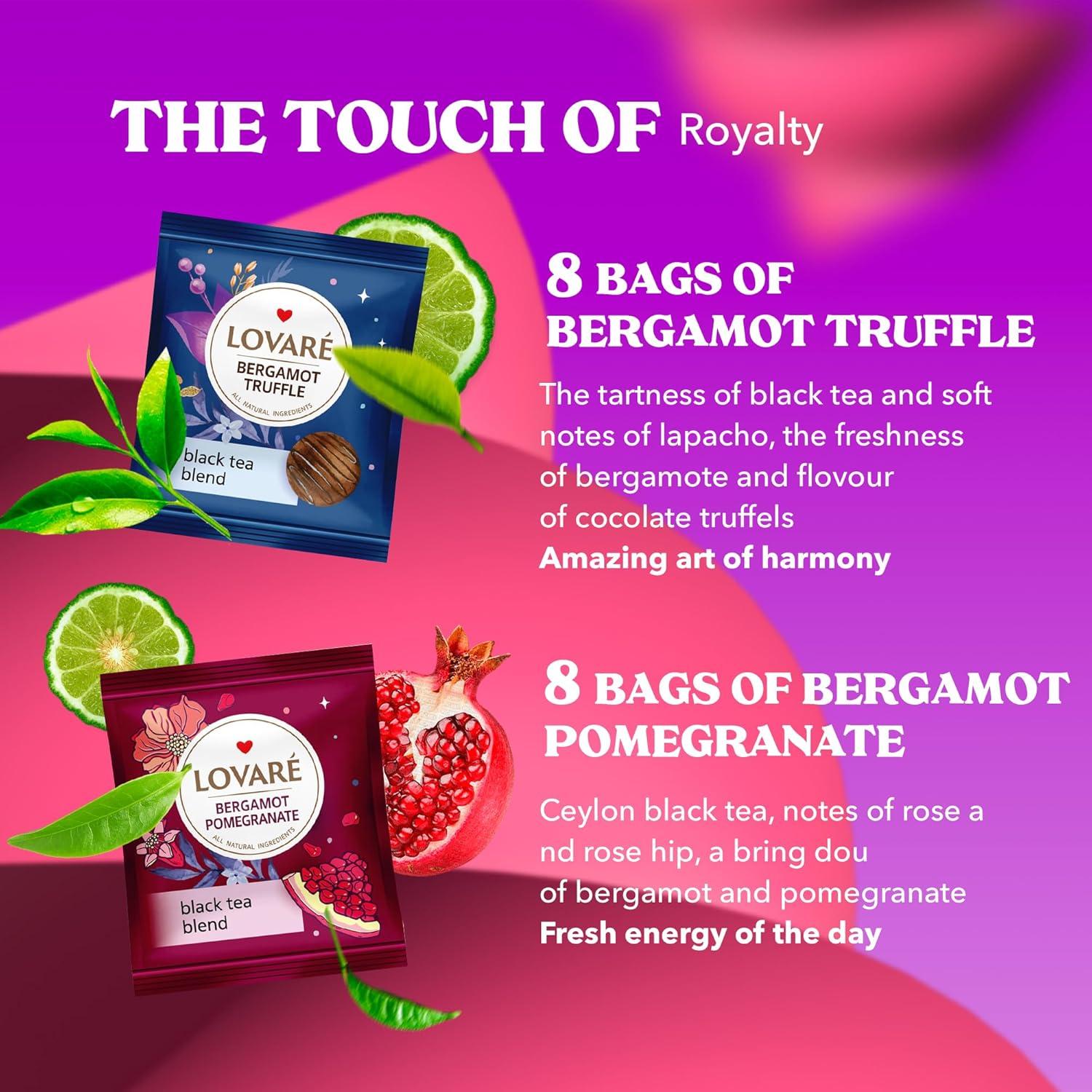 Lovare Bergamot Assorted Black Tea Gift Set with Pomegranate