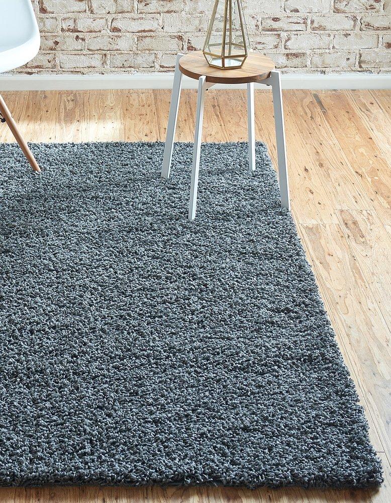 Unique Loom 4' 1 x 6' 1 Solid Shag Graphite Gray Area Rug