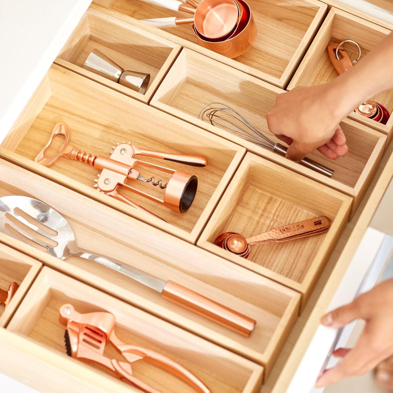 iDesign Renewable Wood Collection in Paulownia Wood Drawer Organizer Bin, 3.3" x 15" x 2.5"