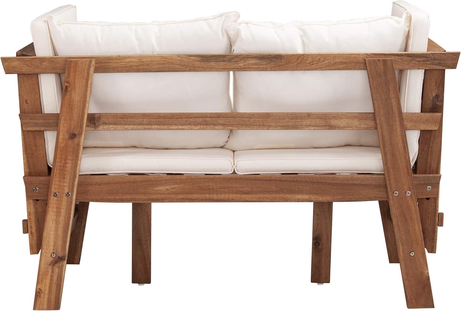 Holly & Martin Dolavon Outdoor Convertible Lounge Chair - Natural with Cream Cushions - SEI