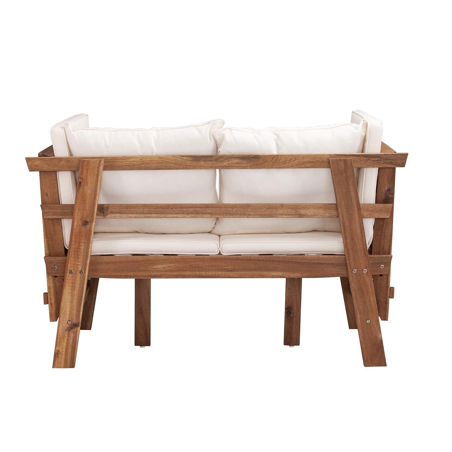 Holly & Martin Dolavon Outdoor Convertible Lounge Chair - Natural with Cream Cushions - SEI