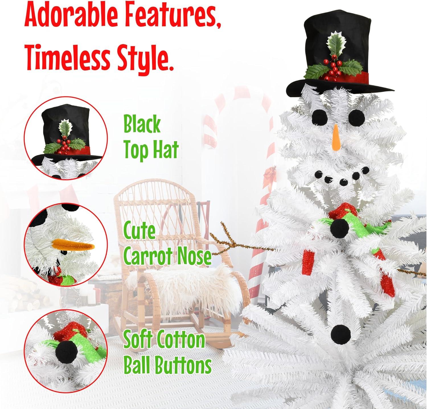 5 Ft White PVC Snowman Christmas Tree with Accessories