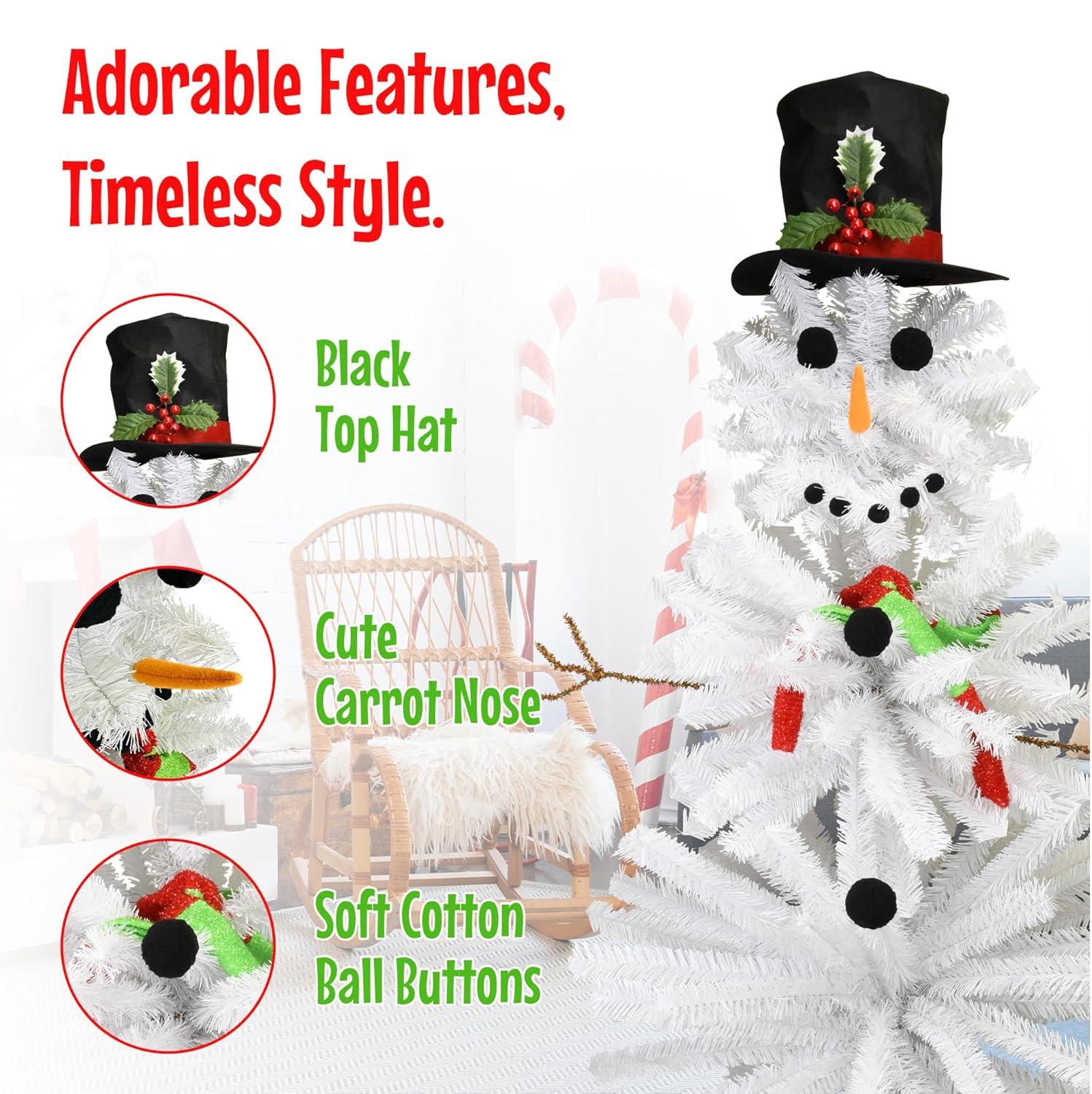 5 Ft White PVC Snowman Christmas Tree with Accessories