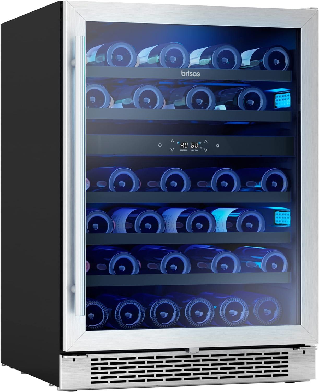 Zephyr Brisas 24-Inch Dual Zone Wine Fridge with Glass Door