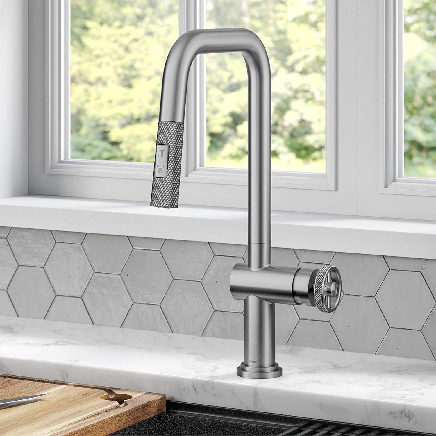 Urbix Industrial Pull-Down Single Handle Kitchen Faucet