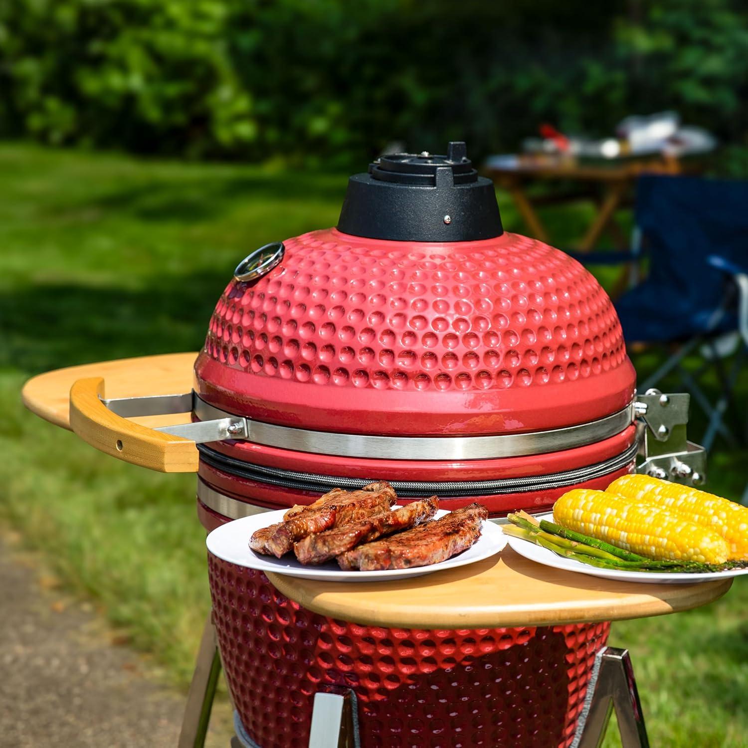 Mullite Kamado Grill with Wheels and Side Tables