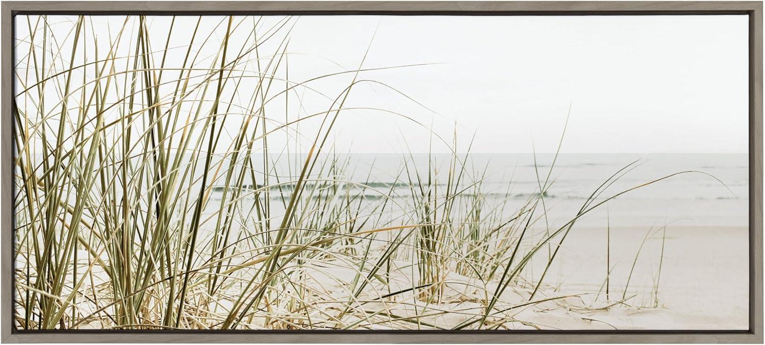 Kate & Laurel All Things Decor Sylvie Calming Beach Grass Framed Canvas by The Creative Bunch Studio