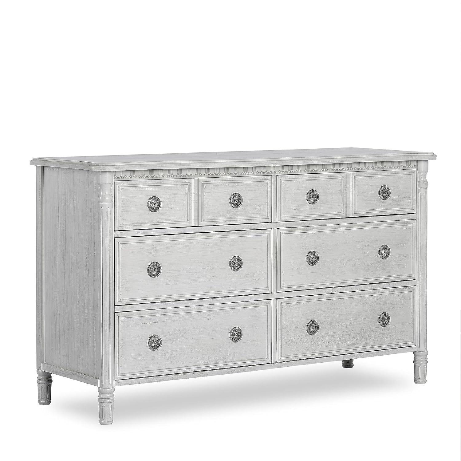 Elegant Antique Grey Mist Double Dresser with Dovetail Drawers