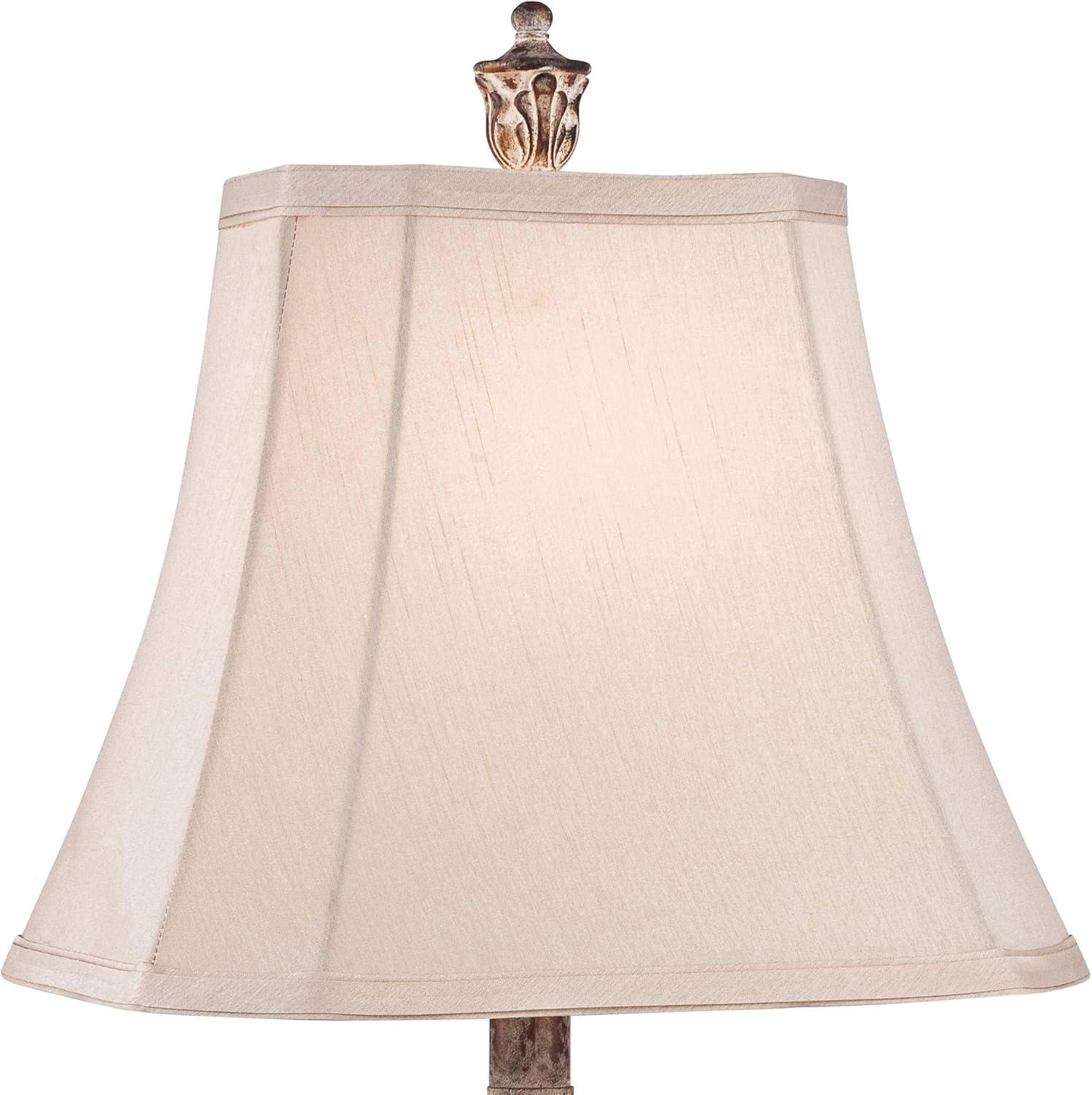 Regency Hill Country Cottage Table Lamp 25" High Antique Gold Leaves Petite Vase Off White Rectangular Shade for Living Room Family Bedroom