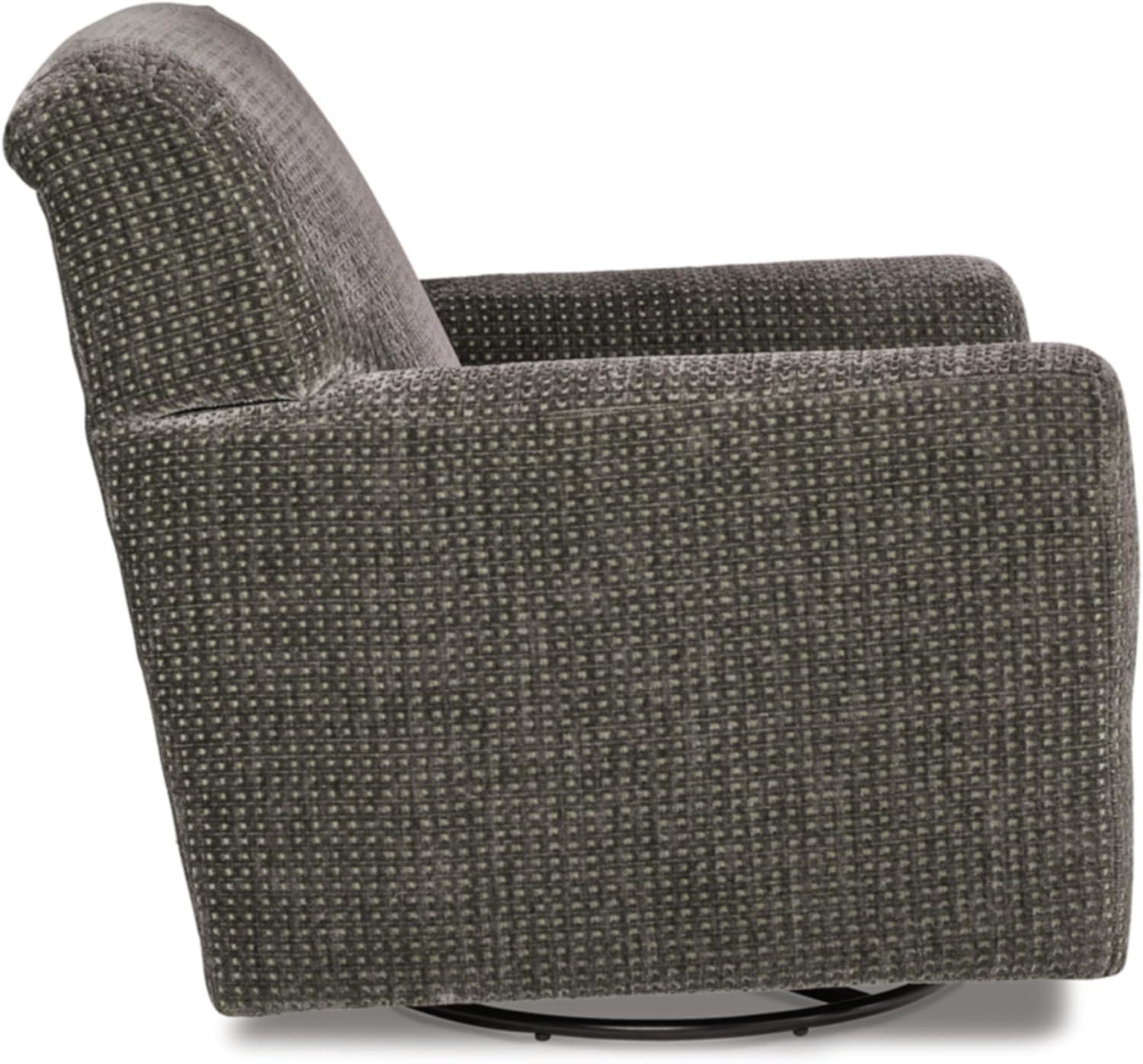 Charcoal Gray Swivel Glider Accent Chair with Polyester Upholstery