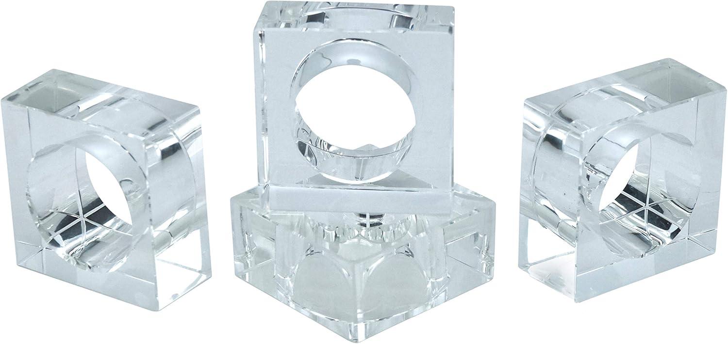 4pk Icicle Inspired Crystal Glass Napkin Rings: K9 High Clarity Lightweight - Saro Lifestyle