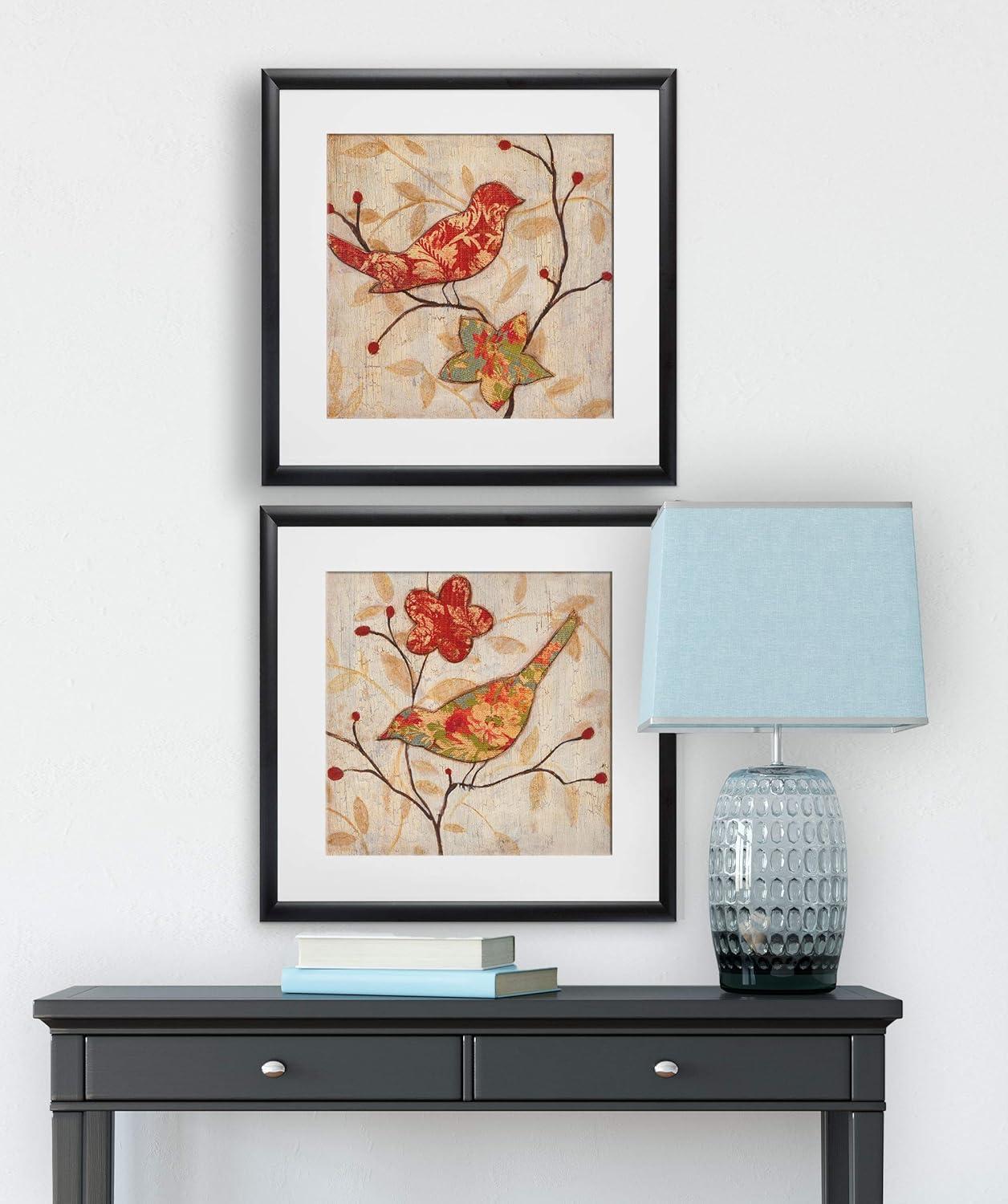 Floral Song Birds 2-Piece Framed Art Print Set, 16x16