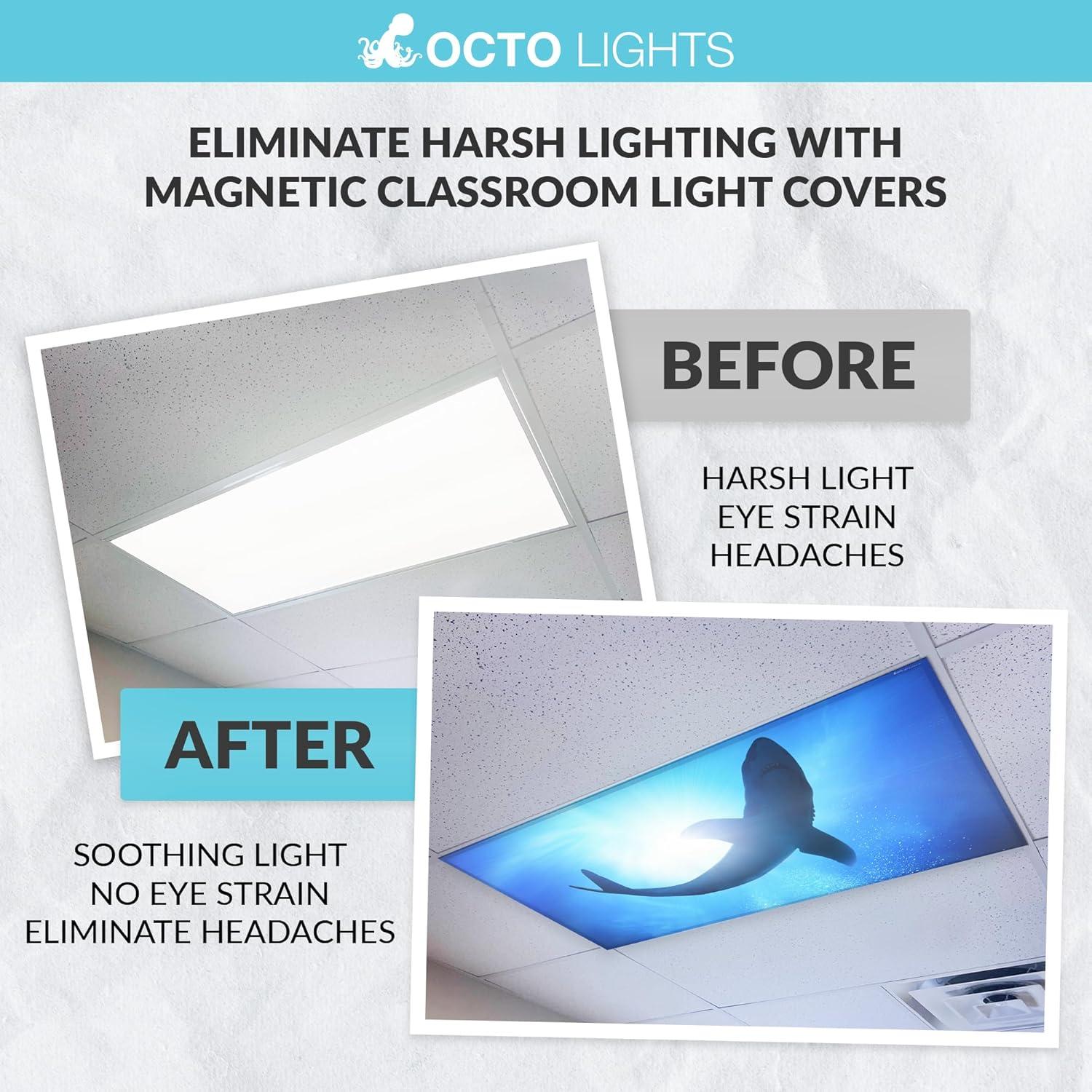 Octo Lights OCE-007-MGT-2x4 Ocean - Magnetic Fluorescent Light Cover for Ceiling Lights Classroom -  2x4 - by Octo Lights