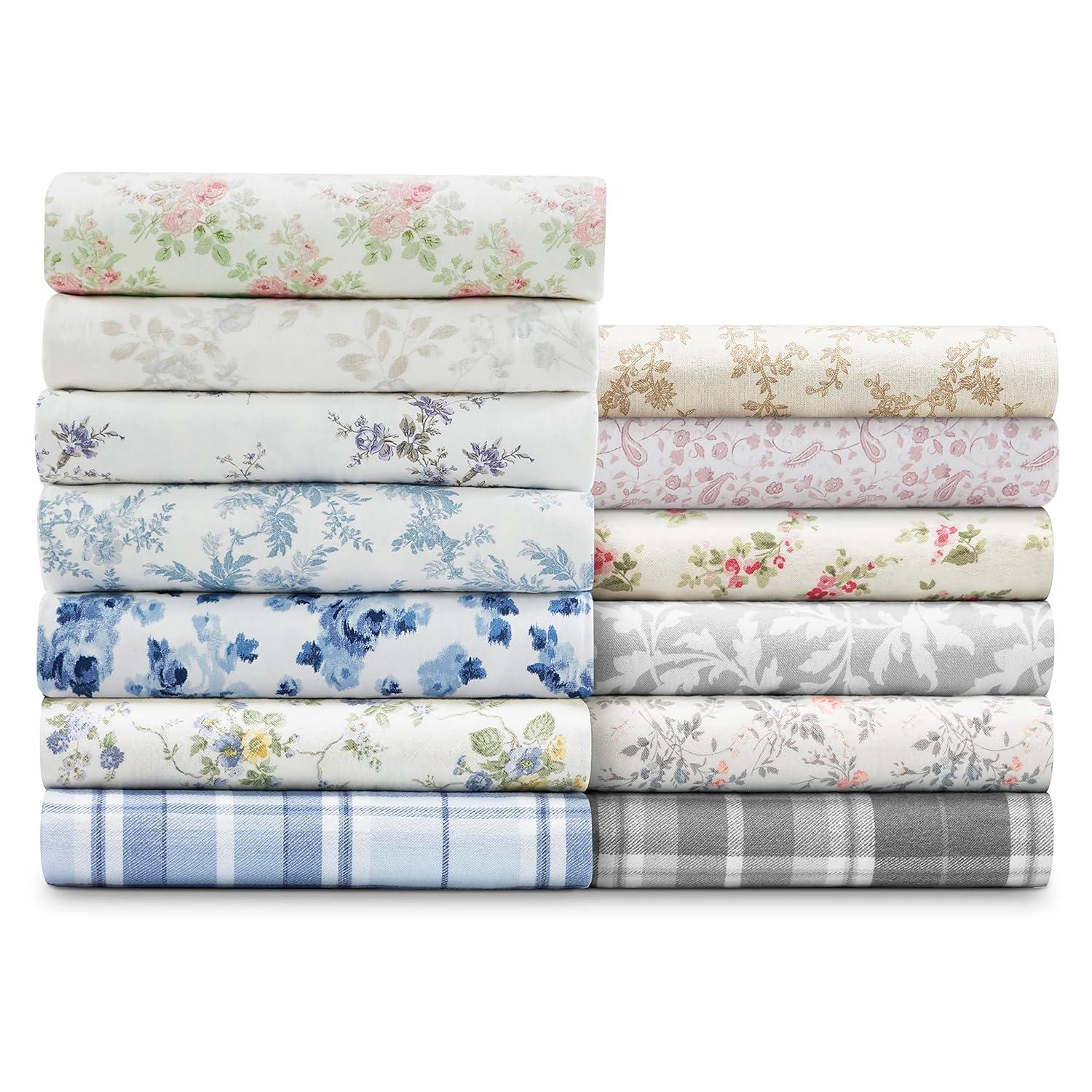 Laura Ashley Victoria Flannel Sheet Set Queen - Beige