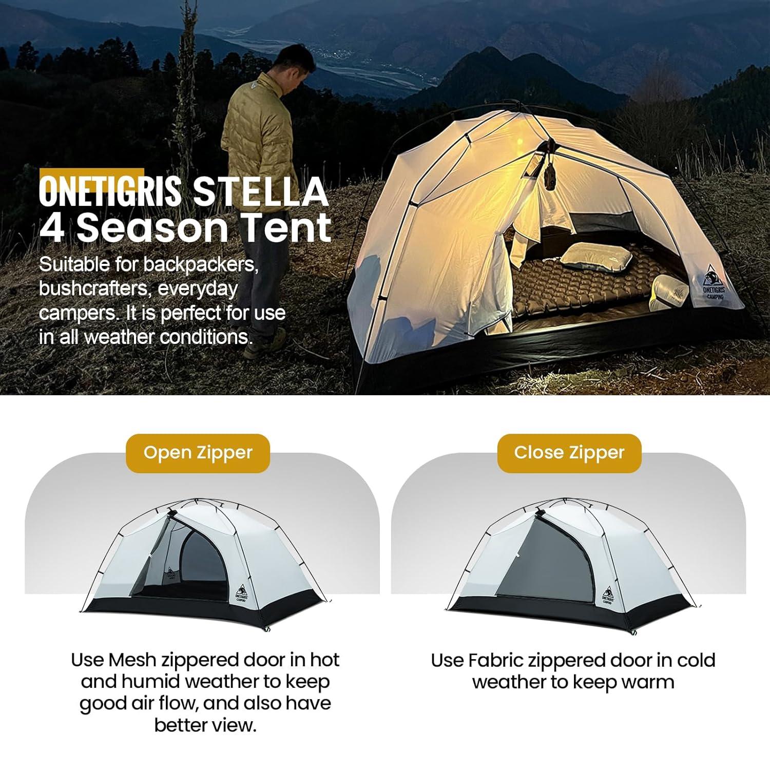 LIFETIME FLOORING LLC 4 Season Camping Tent Backpacking 2 Person Waterproof Lightweight Easy Setup Instant 3000Mm Waterproof Rating Outdoor Hiking Tent