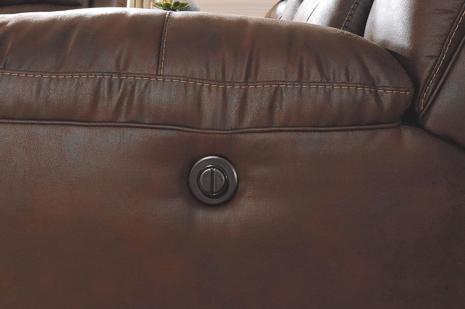 Signature Design by Ashley Stoneland Power Reclining Sofa in Chocolate