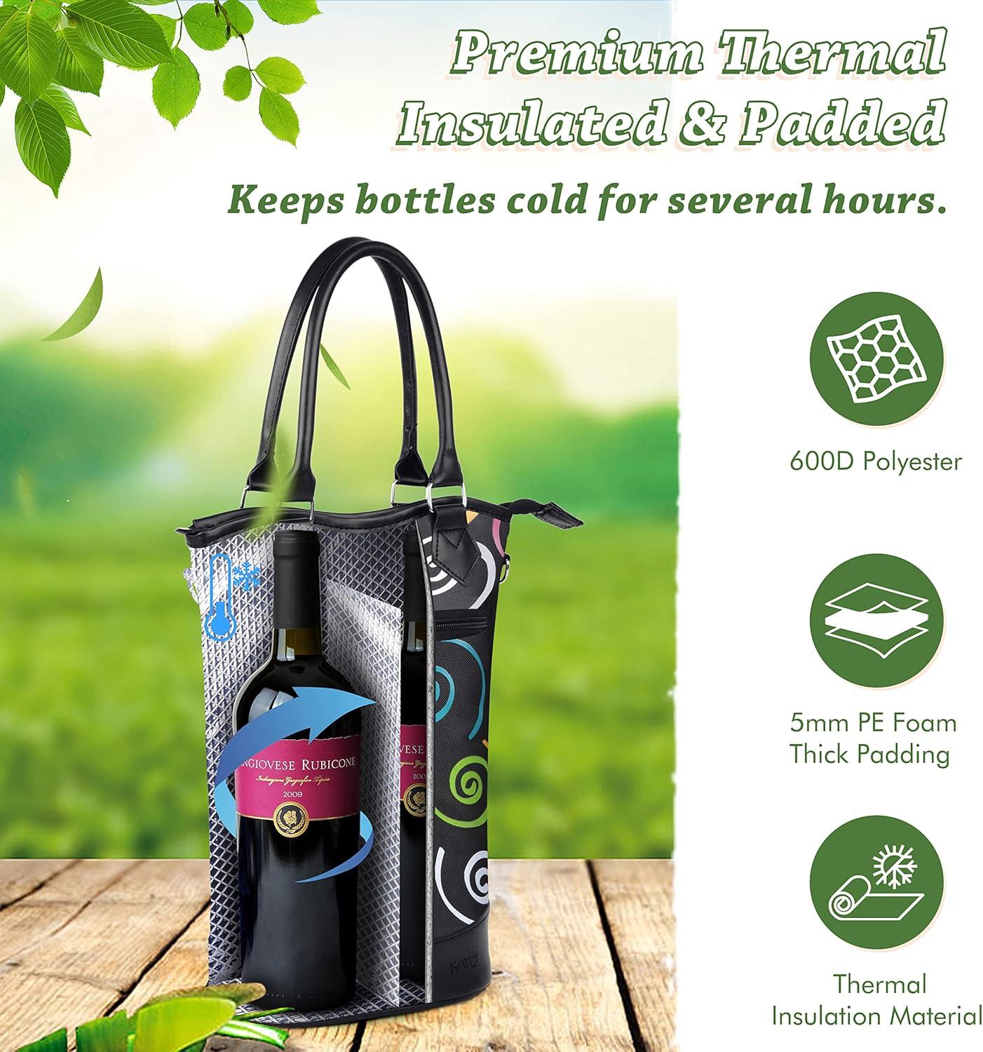 Tirrinia Two Bottle Carrier, Insulated Bottle Wine Carrier, Great Wine Lover Gift