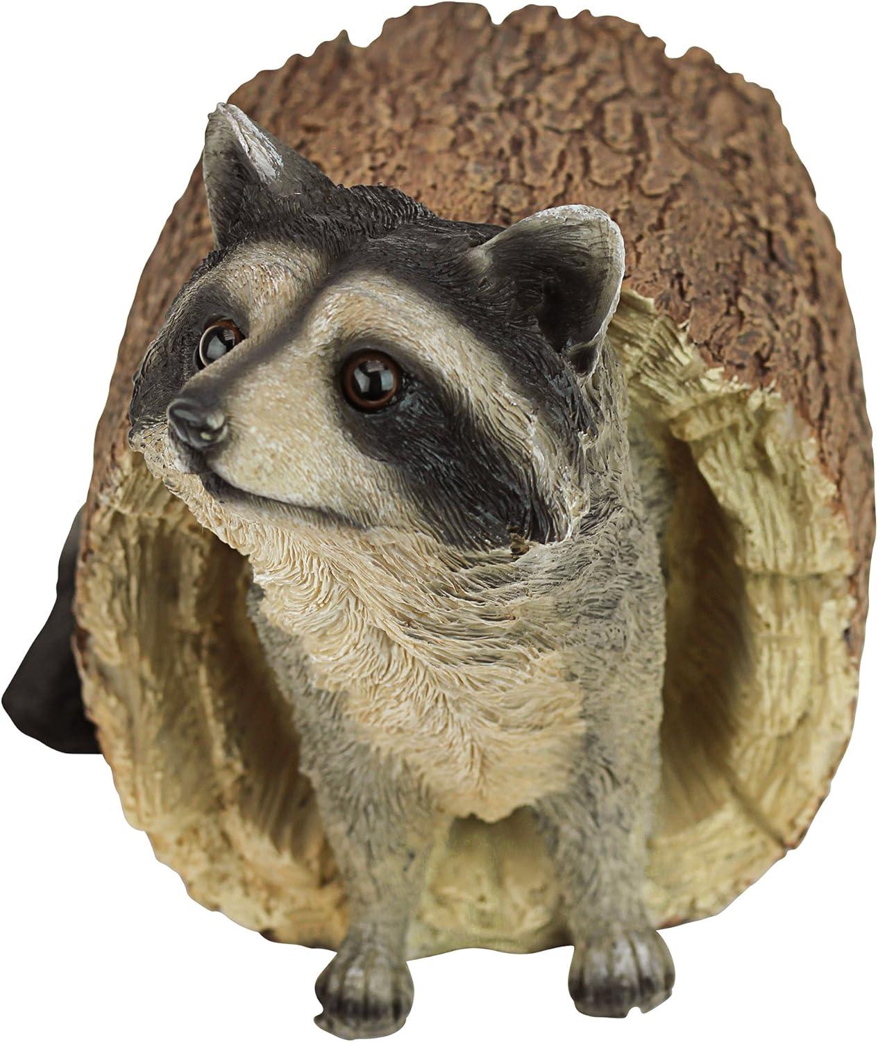 Hand-Painted Cast Stone Resin Raccoon Garden Statue