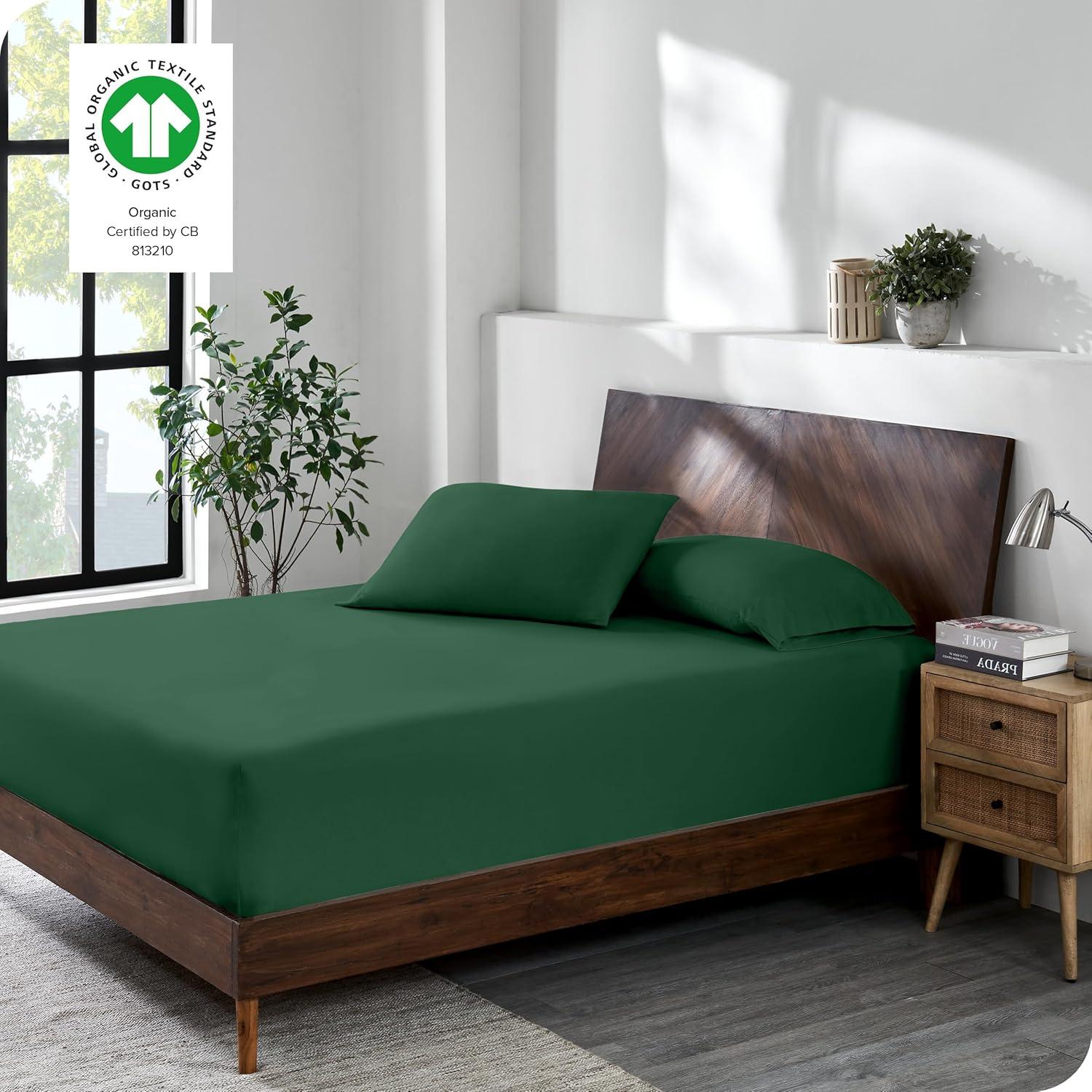 Bare Home Organic 100% Cotton Jersey Knit Fitted Sheet