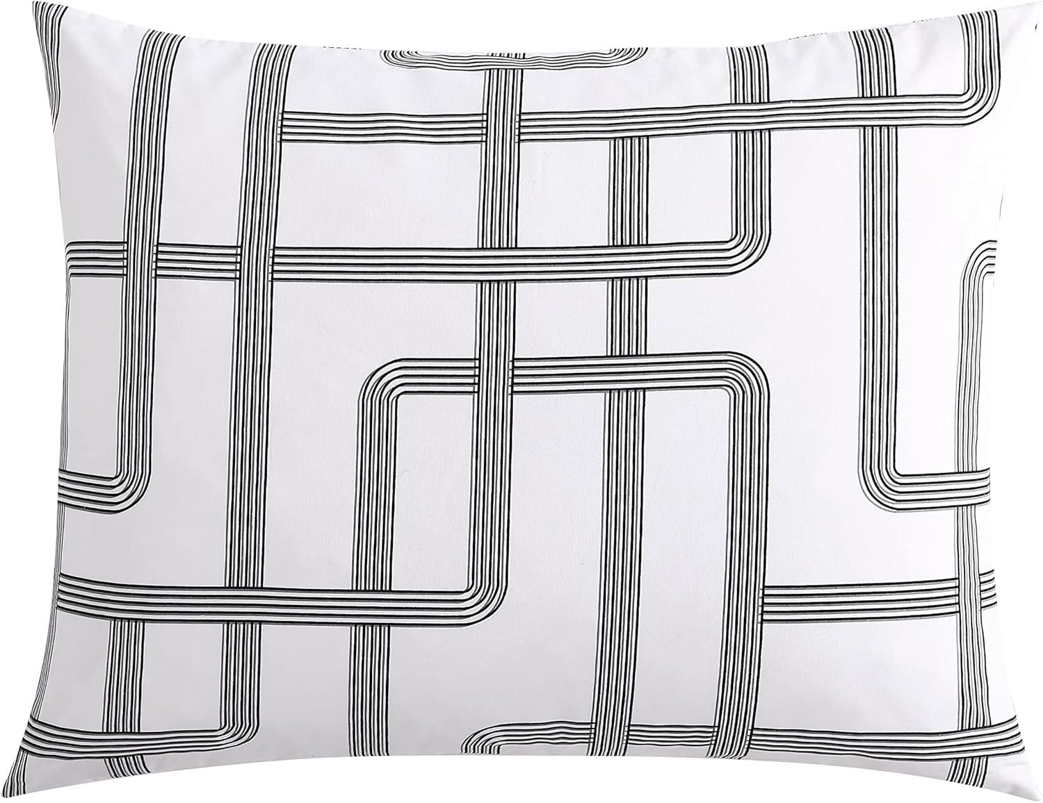 Mainline White/Black Microfiber Reversible Duvet Cover Set