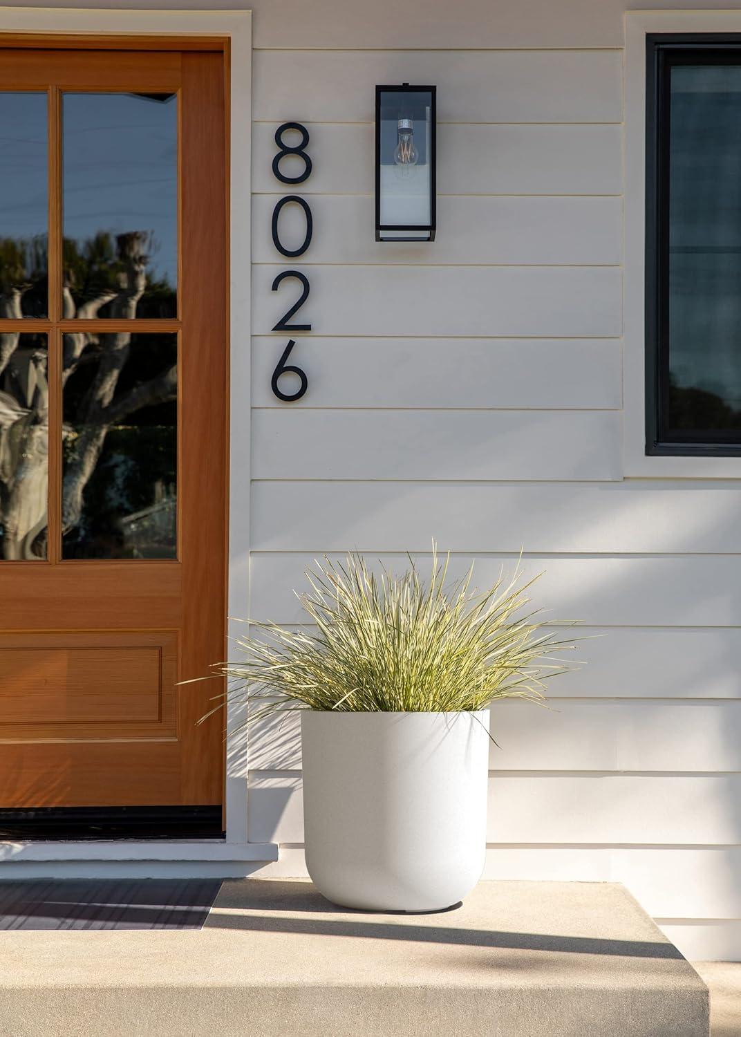 Veradek Kona Series Bundle - Three Piece Set of Plastic-Stone Planters - White