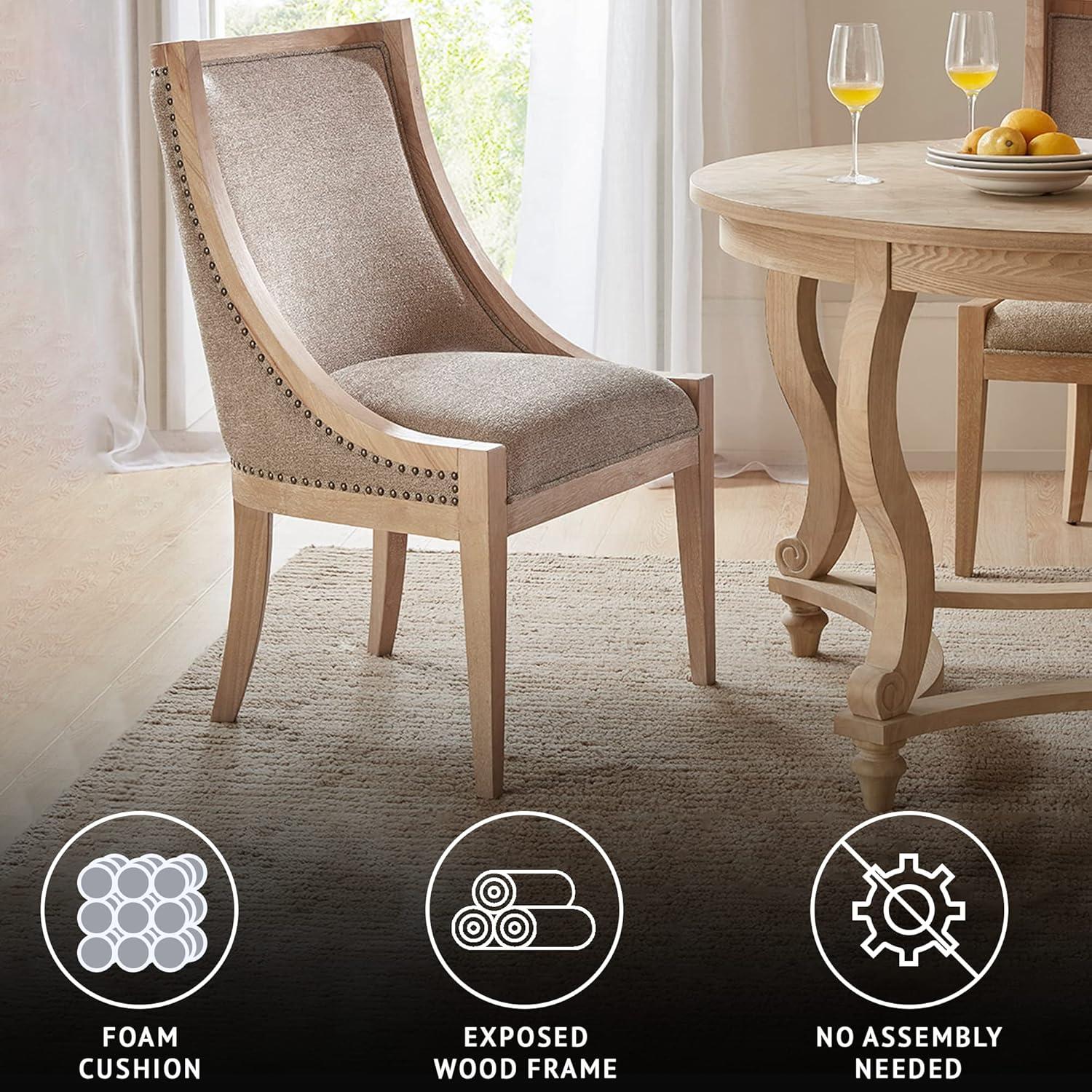 Martha Stewart Martha Stewart Elmcrest Wood Upholstered  Dining Chair with Nailhead Trim
