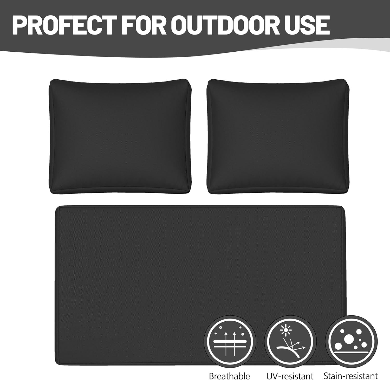 Outdoor Loveseat Cushion Set 46 X 26 Inch Water Repellent & Fadeness Patio Furniture Cushions,Removable Outdoor Couch Cushions with Hidden Zipper & Adjustment Staps for Couch, Bench, and Swing