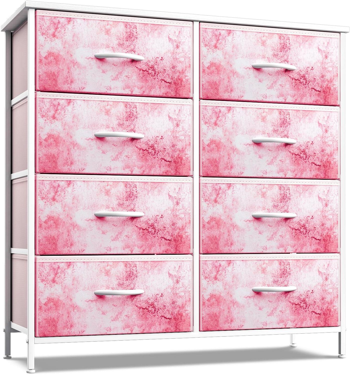 Sorbus Extra Wide Dresser Organizer With 8 Drawers - Tie Dye Pink