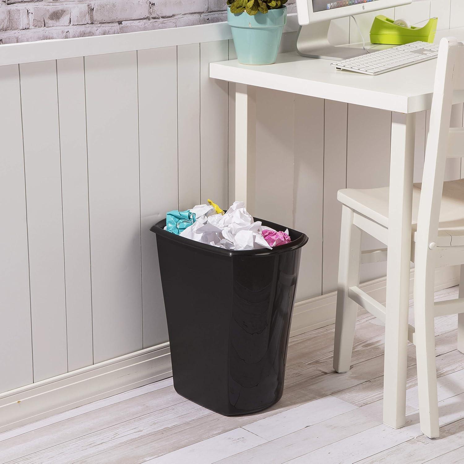 Sterilite Rectangular Wastebasket Open Top Trash Bin, 6 Pack